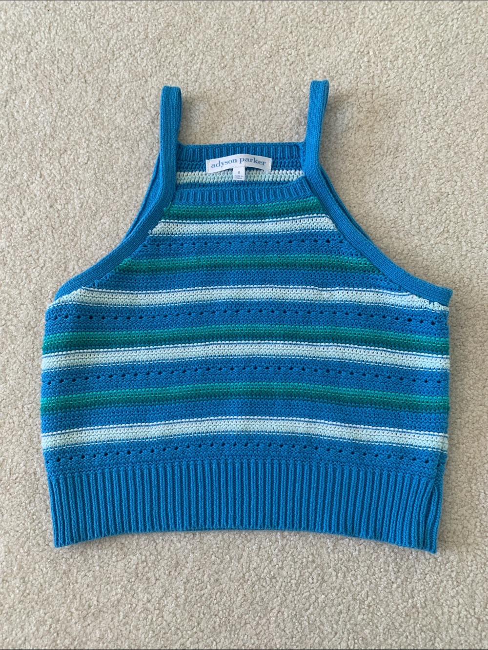 Adyson Parker Blue, Teal & White Striped Knit Tank